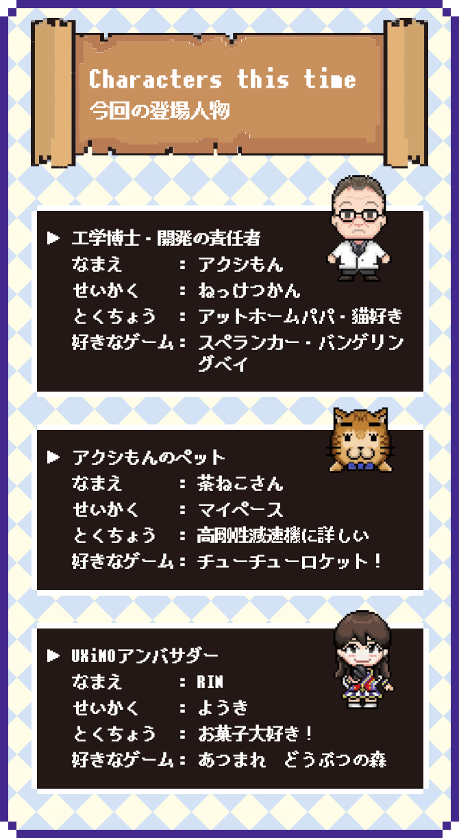Characters this time（今回の登場人物）